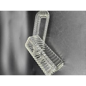 Elegant Vintage Clear Starburst Glass Butter Dish with Lid